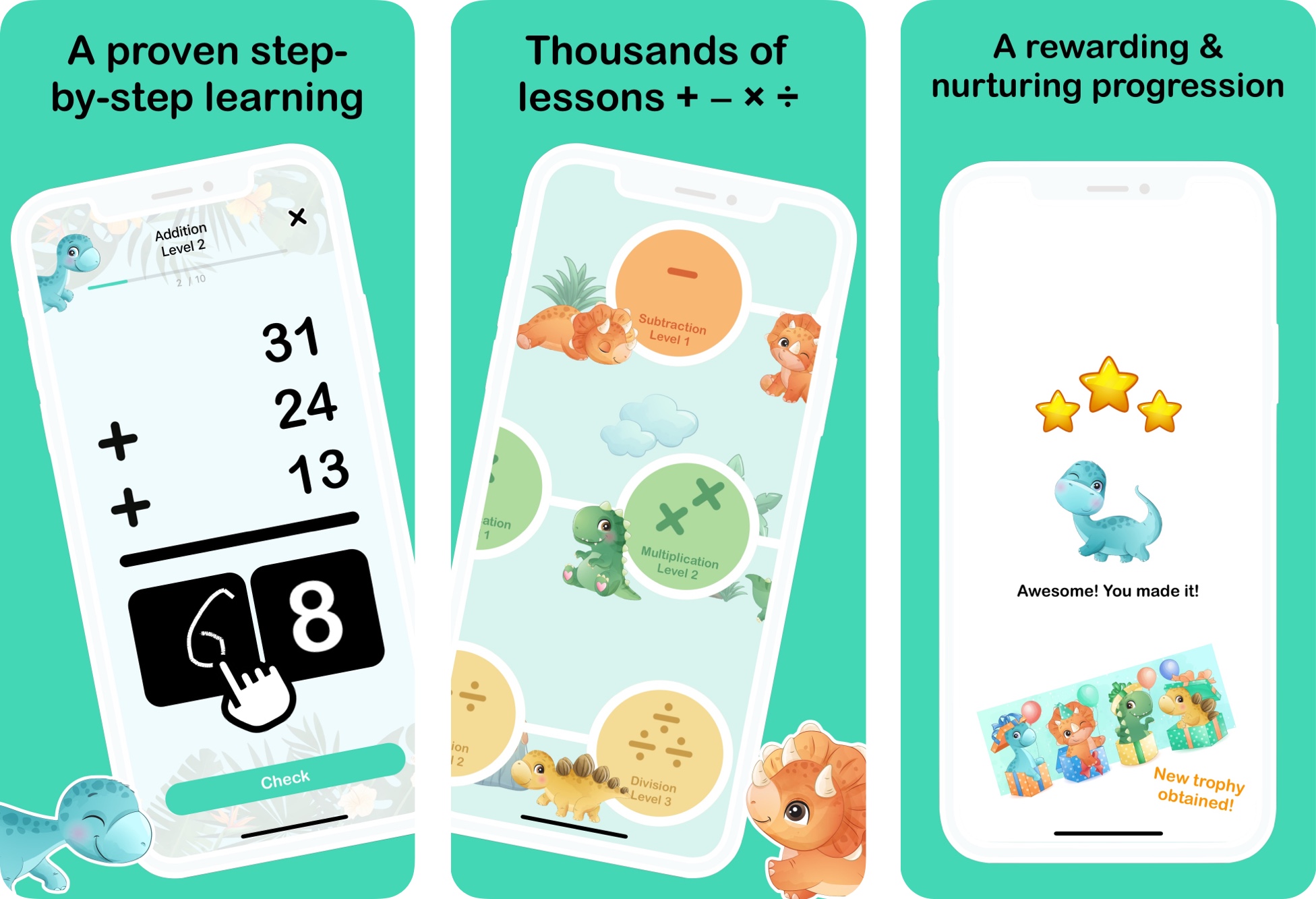 Millefeuille Agency - Dino Math App iPhone - Kids Math Games and Learning